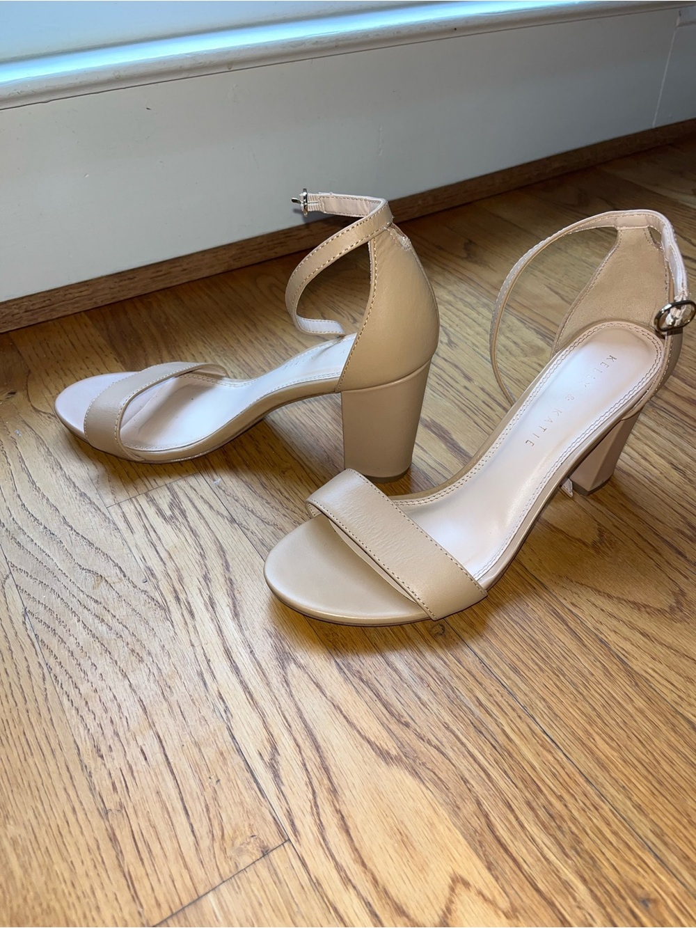 Kelly & Katie Nude Ankle-Strap Block Heel Sandals